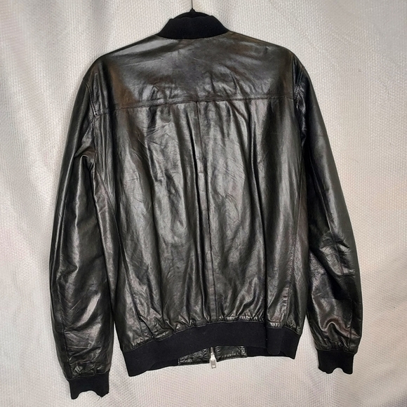 All Saints Kino Black Leather Bomber Punk Racer Rare - Picture 8 of 16
